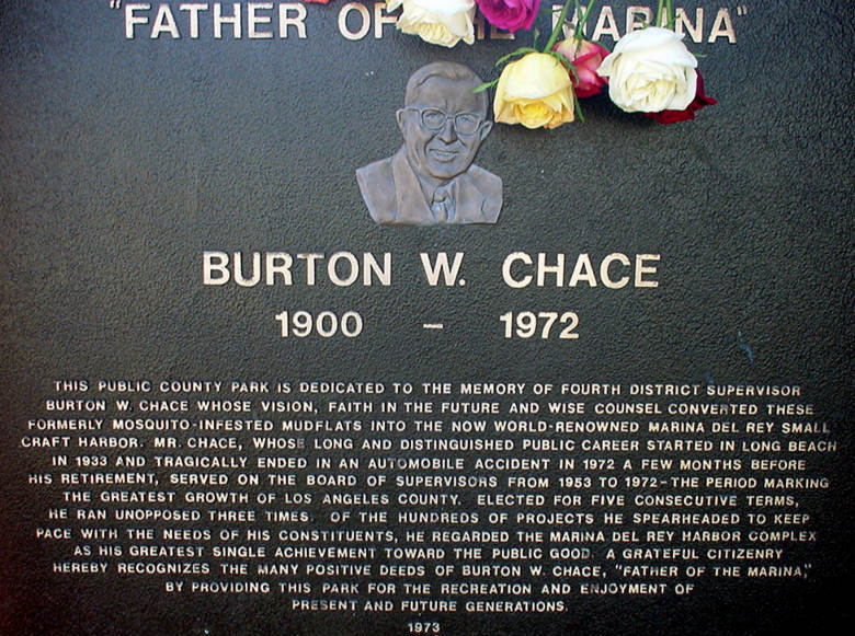 Photo of Burton W. Chace Plaque at Entrance to Burton W. Chace Park